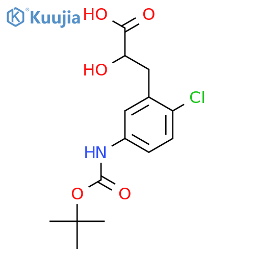 3-(5-{(tert-butoxy)carbonylamino}-2-chlorophenyl)-2-hydroxypropanoic acid structure