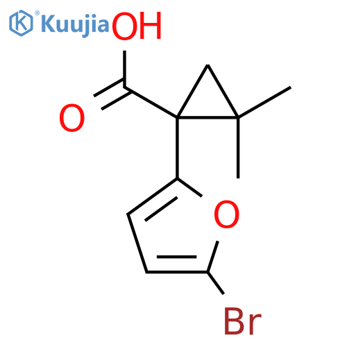 1-(5-bromofuran-2-yl)-2,2-dimethylcyclopropane-1-carboxylic acid structure