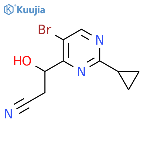 3-(5-bromo-2-cyclopropylpyrimidin-4-yl)-3-hydroxypropanenitrile structure