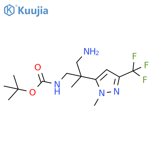 tert-butyl N-{3-amino-2-methyl-2-1-methyl-3-(trifluoromethyl)-1H-pyrazol-5-ylpropyl}carbamate structure