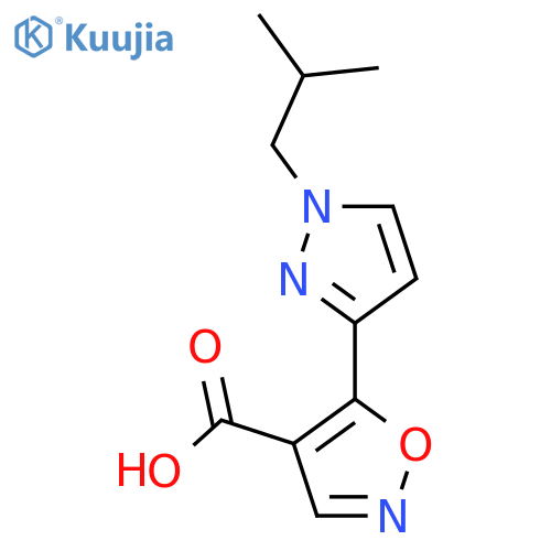 5-1-(2-methylpropyl)-1H-pyrazol-3-yl-1,2-oxazole-4-carboxylic acid structure