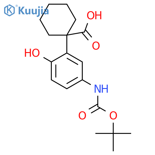1-(5-{(tert-butoxy)carbonylamino}-2-hydroxyphenyl)cyclohexane-1-carboxylic acid structure