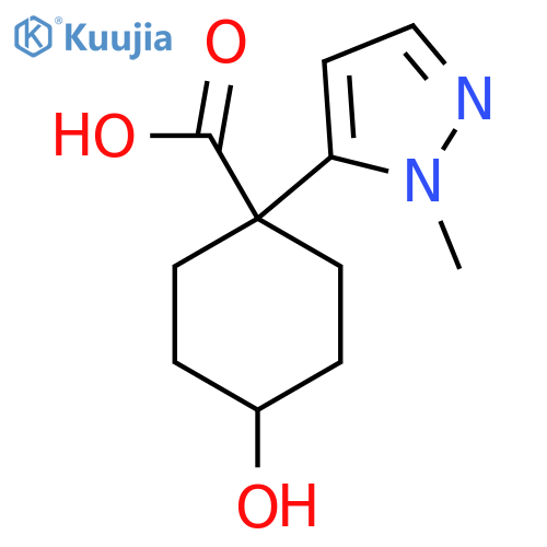 4-hydroxy-1-(1-methyl-1H-pyrazol-5-yl)cyclohexane-1-carboxylic acid structure