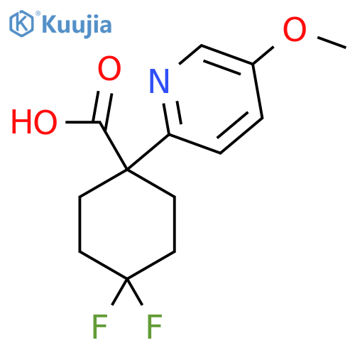 4,4-Difluoro-1-(5-methoxypyridin-2-yl)cyclohexane-1-carboxylic acid structure