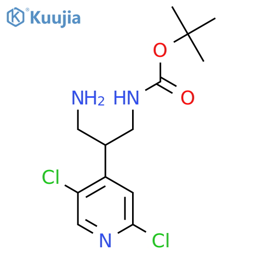 tert-butyl N-3-amino-2-(2,5-dichloropyridin-4-yl)propylcarbamate structure
