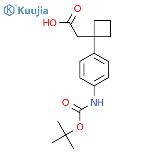 2-1-(4-{(tert-butoxy)carbonylamino}phenyl)cyclobutylacetic acid structure