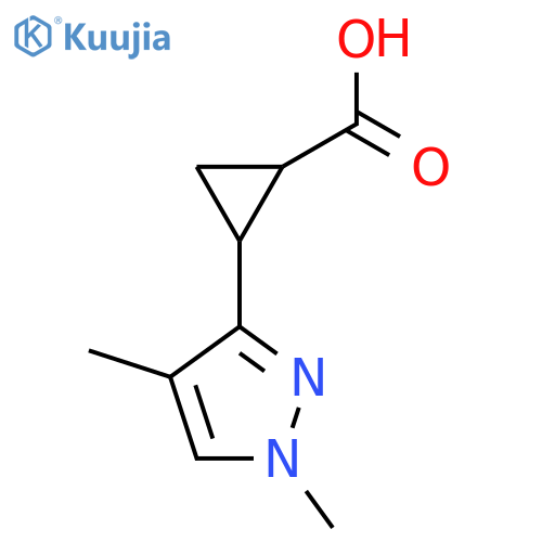 2-(1,4-dimethyl-1H-pyrazol-3-yl)cyclopropane-1-carboxylic acid structure