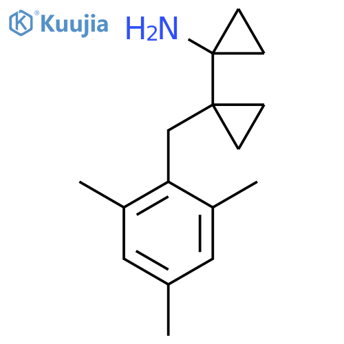 1-{1-(2,4,6-trimethylphenyl)methylcyclopropyl}cyclopropan-1-amine structure