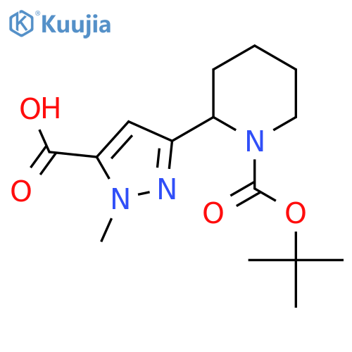 3-{1-(tert-butoxy)carbonylpiperidin-2-yl}-1-methyl-1H-pyrazole-5-carboxylic acid structure