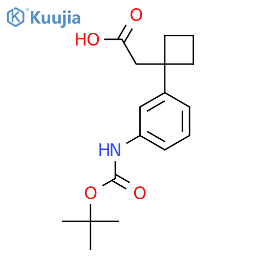 2-1-(3-{(tert-butoxy)carbonylamino}phenyl)cyclobutylacetic acid structure