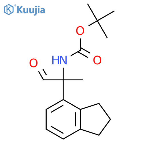 tert-butyl N-2-(2,3-dihydro-1H-inden-4-yl)-1-oxopropan-2-ylcarbamate structure