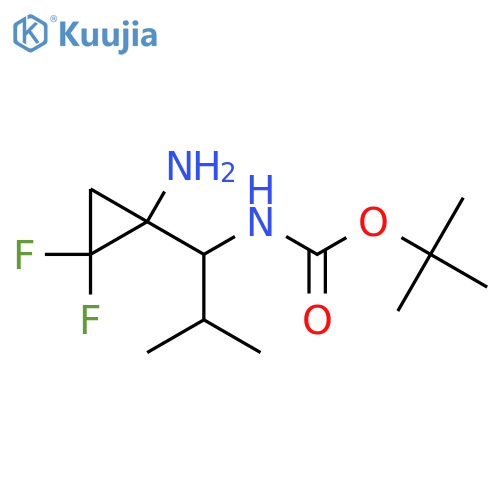 tert-butyl N-1-(1-amino-2,2-difluorocyclopropyl)-2-methylpropylcarbamate structure