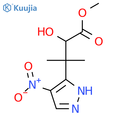 methyl 2-hydroxy-3-methyl-3-(4-nitro-1H-pyrazol-3-yl)butanoate structure