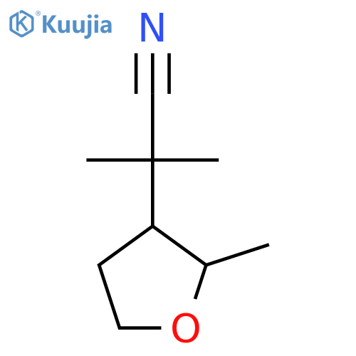 2-methyl-2-(2-methyloxolan-3-yl)propanenitrile structure