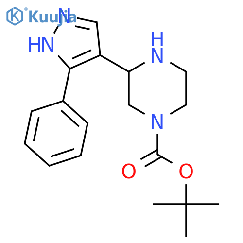 tert-butyl 3-(3-phenyl-1H-pyrazol-4-yl)piperazine-1-carboxylate structure