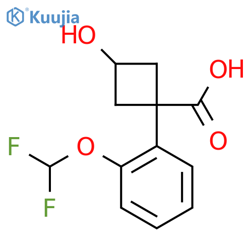 1-2-(difluoromethoxy)phenyl-3-hydroxycyclobutane-1-carboxylic acid structure