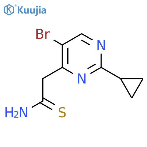 2-(5-bromo-2-cyclopropylpyrimidin-4-yl)ethanethioamide structure