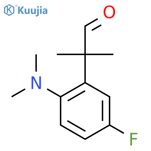2-2-(dimethylamino)-5-fluorophenyl-2-methylpropanal structure
