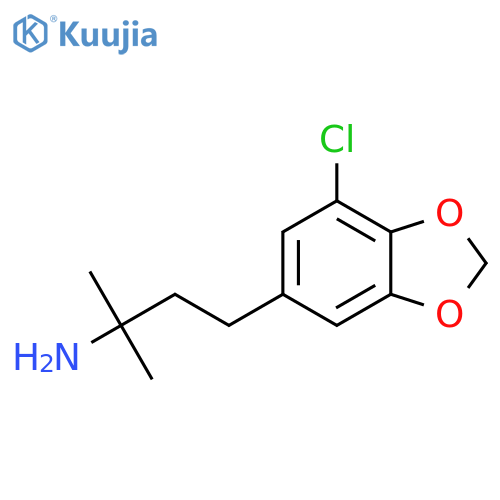 4-(7-chloro-1,3-dioxaindan-5-yl)-2-methylbutan-2-amine structure
