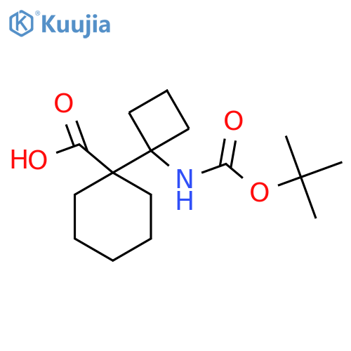 1-(1-{(tert-butoxy)carbonylamino}cyclobutyl)cyclohexane-1-carboxylic acid structure