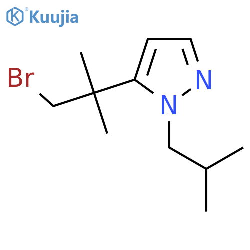 5-(1-bromo-2-methylpropan-2-yl)-1-(2-methylpropyl)-1H-pyrazole structure