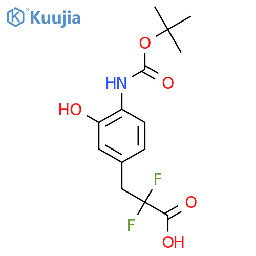 3-(4-{(tert-butoxy)carbonylamino}-3-hydroxyphenyl)-2,2-difluoropropanoic acid structure