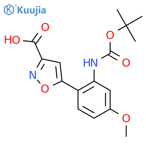 5-(2-{(tert-butoxy)carbonylamino}-4-methoxyphenyl)-1,2-oxazole-3-carboxylic acid structure