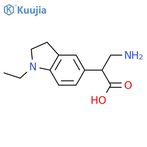 3-amino-2-(1-ethyl-2,3-dihydro-1H-indol-5-yl)propanoic acid structure