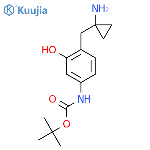 tert-butyl N-{4-(1-aminocyclopropyl)methyl-3-hydroxyphenyl}carbamate structure