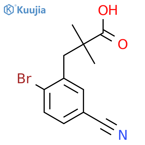 3-(2-bromo-5-cyanophenyl)-2,2-dimethylpropanoic acid structure