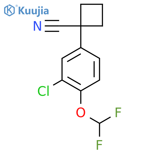 1-3-chloro-4-(difluoromethoxy)phenylcyclobutane-1-carbonitrile structure