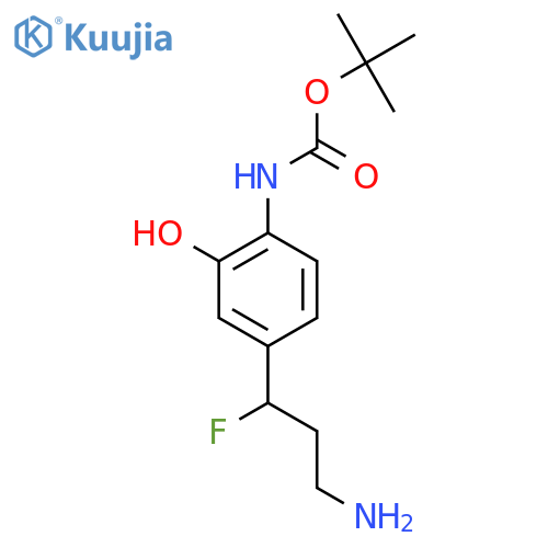 tert-butyl N-4-(3-amino-1-fluoropropyl)-2-hydroxyphenylcarbamate structure