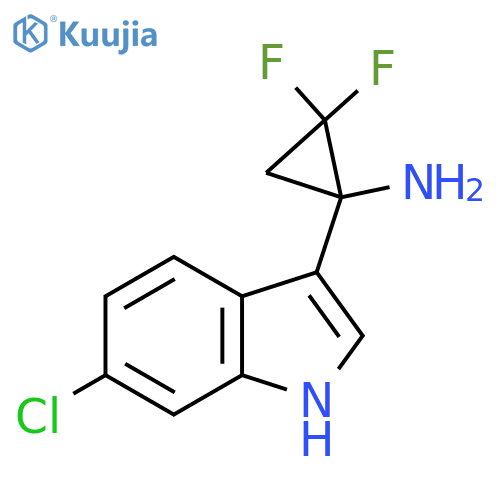 1-(6-chloro-1H-indol-3-yl)-2,2-difluorocyclopropan-1-amine structure