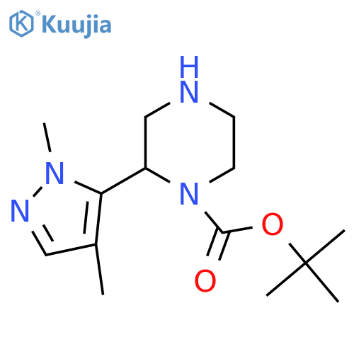 tert-butyl 2-(1,4-dimethyl-1H-pyrazol-5-yl)piperazine-1-carboxylate structure