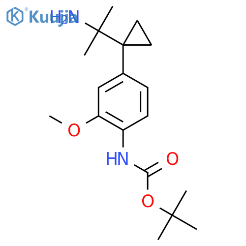 tert-butyl N-{4-1-(2-aminopropan-2-yl)cyclopropyl-2-methoxyphenyl}carbamate structure