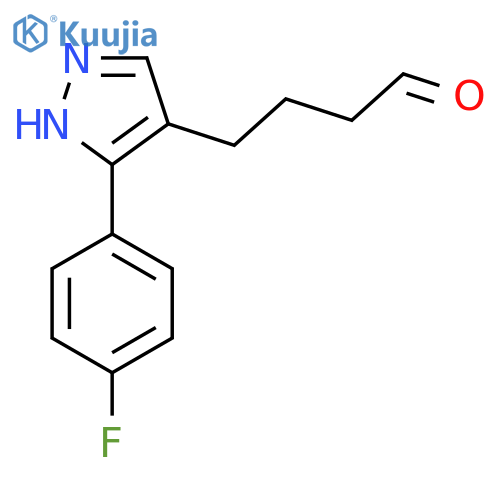 4-3-(4-fluorophenyl)-1H-pyrazol-4-ylbutanal structure