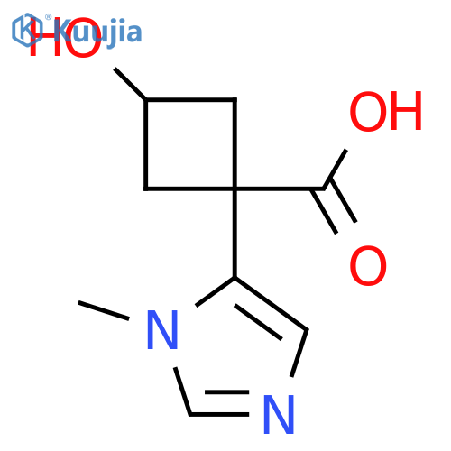 3-hydroxy-1-(1-methyl-1H-imidazol-5-yl)cyclobutane-1-carboxylic acid structure
