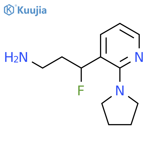 3-fluoro-3-2-(pyrrolidin-1-yl)pyridin-3-ylpropan-1-amine structure