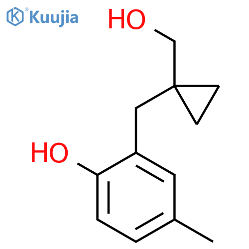 2-{1-(hydroxymethyl)cyclopropylmethyl}-4-methylphenol structure