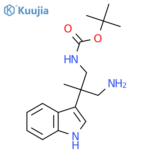 tert-butyl N-3-amino-2-(1H-indol-3-yl)-2-methylpropylcarbamate structure