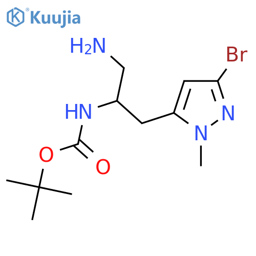 tert-butyl N-1-amino-3-(3-bromo-1-methyl-1H-pyrazol-5-yl)propan-2-ylcarbamate structure