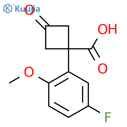 1-(5-fluoro-2-methoxyphenyl)-3-oxocyclobutane-1-carboxylic acid structure