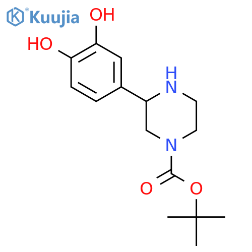 tert-butyl 3-(3,4-dihydroxyphenyl)piperazine-1-carboxylate structure