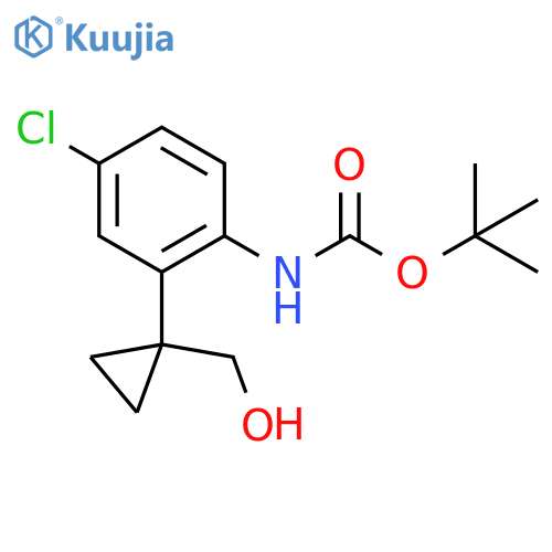 tert-butyl N-{4-chloro-2-1-(hydroxymethyl)cyclopropylphenyl}carbamate structure