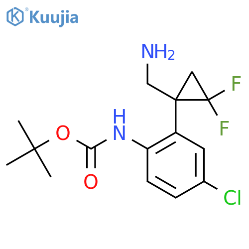 tert-butyl N-{2-1-(aminomethyl)-2,2-difluorocyclopropyl-4-chlorophenyl}carbamate structure