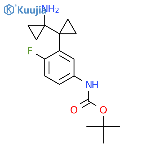 tert-butyl N-{3-1-(1-aminocyclopropyl)cyclopropyl-4-fluorophenyl}carbamate structure