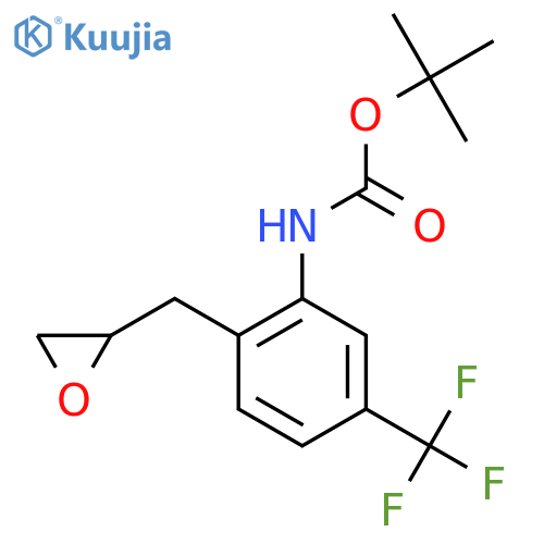 tert-butyl N-{2-(oxiran-2-yl)methyl-5-(trifluoromethyl)phenyl}carbamate structure