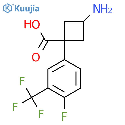 3-amino-1-4-fluoro-3-(trifluoromethyl)phenylcyclobutane-1-carboxylic acid structure