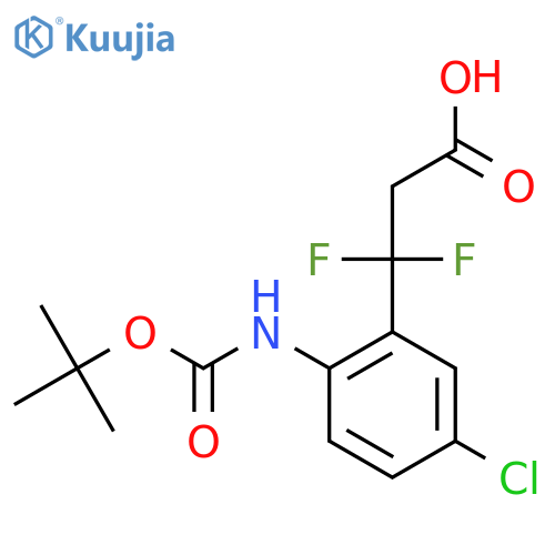 3-(2-{(tert-butoxy)carbonylamino}-5-chlorophenyl)-3,3-difluoropropanoic acid structure