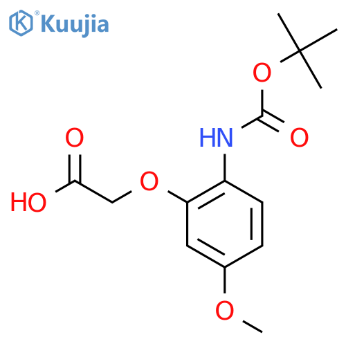 2-(2-{(tert-butoxy)carbonylamino}-5-methoxyphenoxy)acetic acid structure